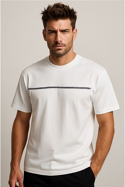 Jack & Jones Ανδρικό μπλουζάκι J&J JCOFUSION Crew Neck Μαύρο-Λευκό
