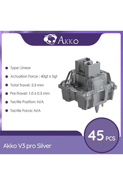 Choice V3 Silver Pro Akko V3 Pro Switches Tactile / Linear Switch For Mechanical Keyboard 45pcs Pack Replac
