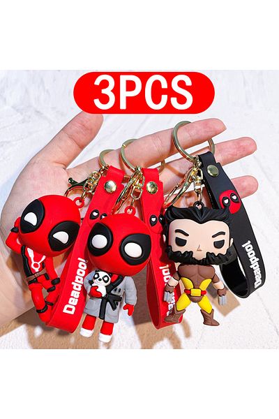 Takara Tomy 3pcs Deadpool & Wolverine Deadpool 3 Keychain Pendant Figure Doll Toy Cool Movie Doll Toy Model Figu