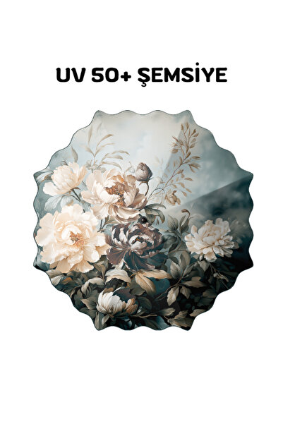 Wexta Uv 50 Dışı Ve Içi Büyük Çiçek Desenli 8 Telli Şemsiye Yeşil