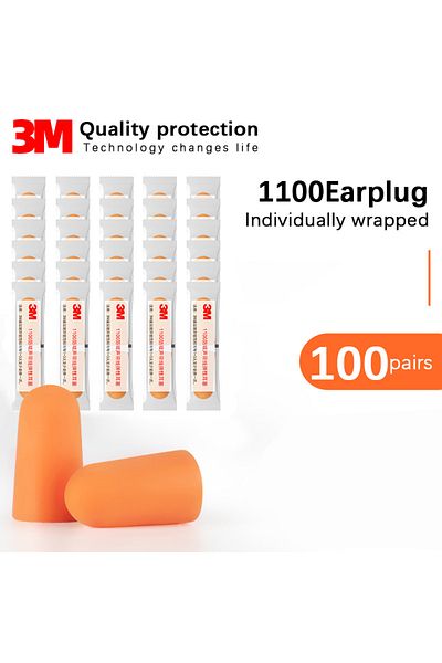 3M 100pairs 】anti-noise Earplugs Industrial Earplugs Mute Mechanical Noise Noise Insulation Noise Red
