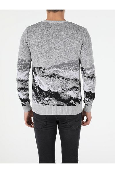 Colin's Regular Fit Round Neck Men's Gray Sweater