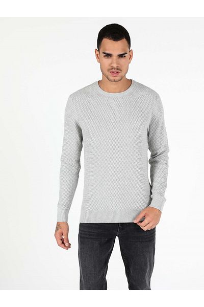 Colin's Pulover pentru bărbați, slim fit, cu gât crew, gri Melange Cl 1051605