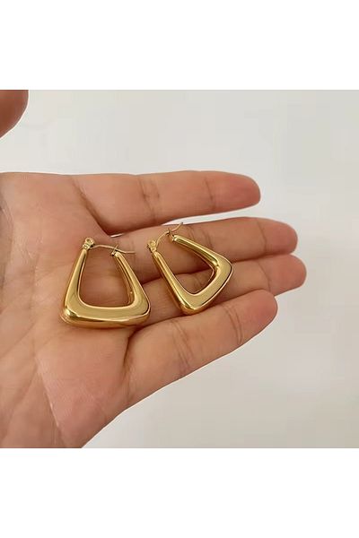 Siya Silver Non Tarnish Steel Geometric Angled Triangle Earrings