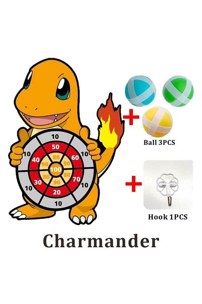 Takara Tomy Charmander Pokemon Children Cartoon Pikachu Squirtle Dart Board Sticky Ball Family Sports Game Inter