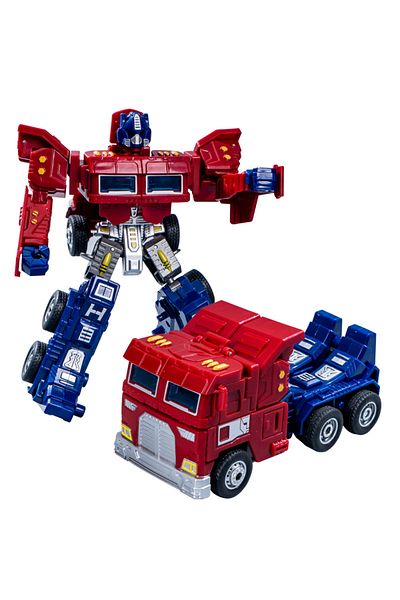 Choice Red 1pc Children's Transformable Robot Toys Inertia Truck Car Models Manual Transformable Warrior Bo