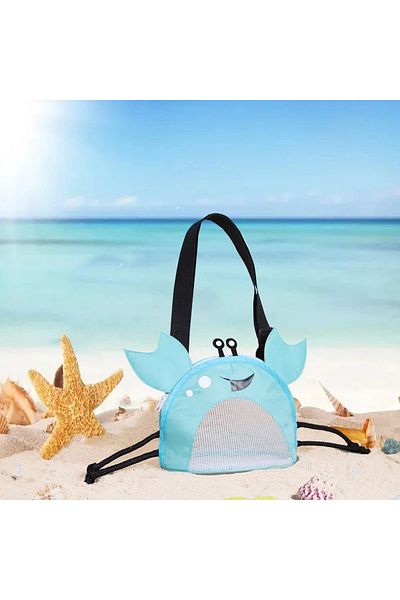 GlassySKY Children's Beach Toy Bag with Mesh Zipper and Crab Figure, Beach Toy, Holiday Sea Beach Bag