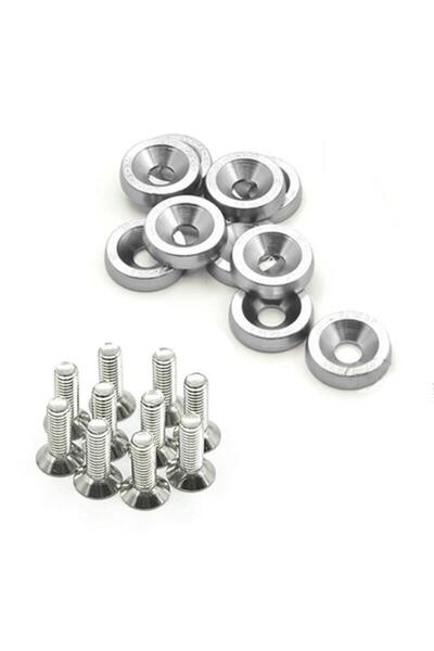 Choice 10 قطع فضية مثبتات سداسية معدلة لغسالة رفرف المصد ومحرك البراغي المقعرة من الألومنيوم JDM Fend