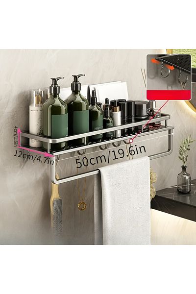 Choice 50cm Gray Hook Rod Aluminum Wall-mounted Shelf Multifunctional Kitchen Spice Storage Rack Kitchen Sp