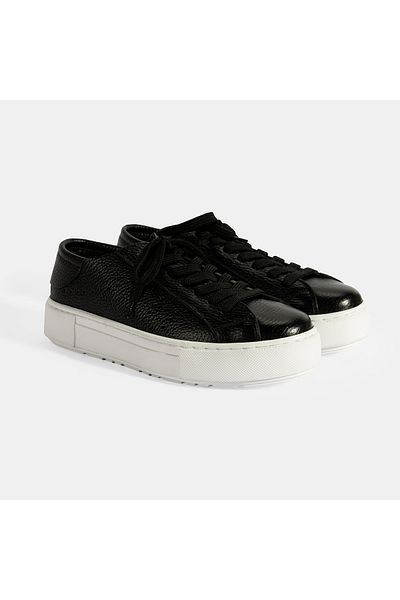 Desa Women's Black Lace-Up Leather Casual Shoes