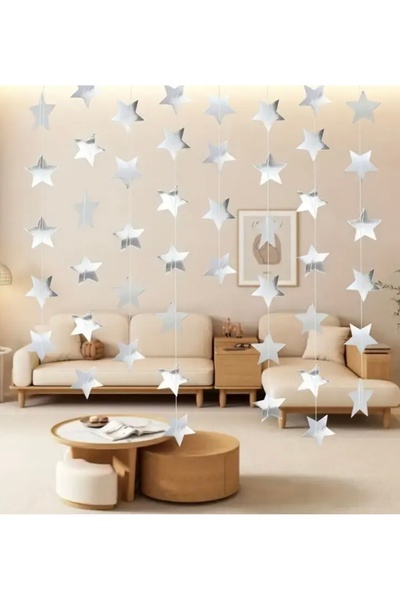 Deniz Party Store Metalik Gümüş Yıldız Uzar Dekor Süs