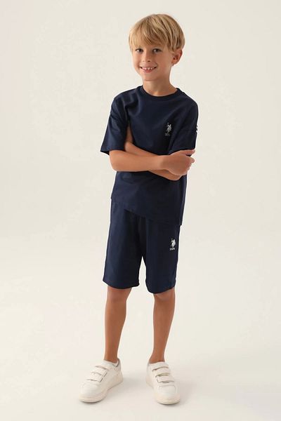 U.S. Polo Assn. BAZA. Costum bermuda pentru băiat, drept negru, cu licență Polo Assn