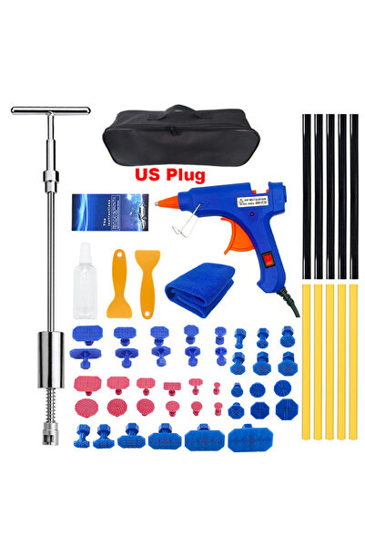 Choice 58 Pcs Set (US Plug) Car Dent Repair Sheet Metal Tools Auto Adjustable Width + T Dent Puller Slide H