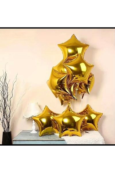 Deniz Party Store Star Foil Balloon 5 Pieces Gold Color 45 cm