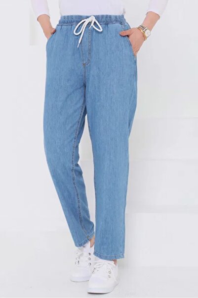 Bestenur Elastic Waist Jeans 1526 - Light Blue