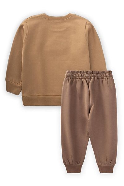 Cigit Fallin for You Printed Sweatshirt Set for Ages 1-5 - Dark Mustard
