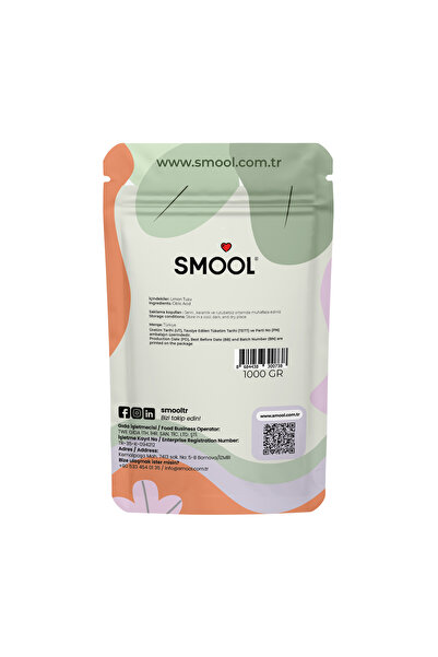 SMOOL Limon Tuzu (TOZ), 1000 Gr, Sitrik Asit, Turşu Yap, Salamura, 1 Kg