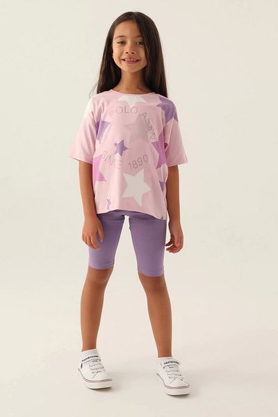 U.S. Polo Assn. US Polo Assn Licensed Starry Powder Pink Bermuda öltöny lányoknak