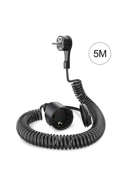 Choice 5m Black 2/5/8m Extension Cable European 2-pin Type C Plug Male To Female Power Socket With Retracto