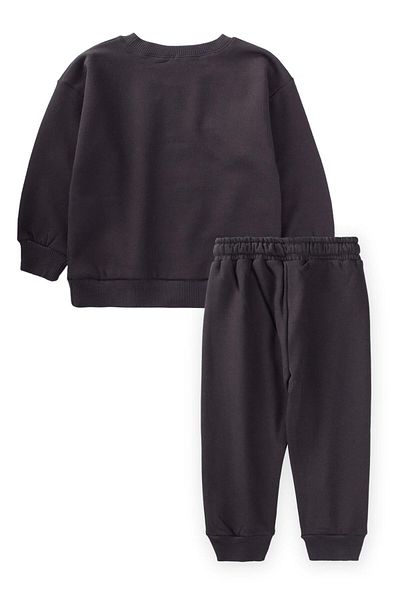 Cigit 1-7 Years Black Sweatshirt Set - Born to Explore Printed