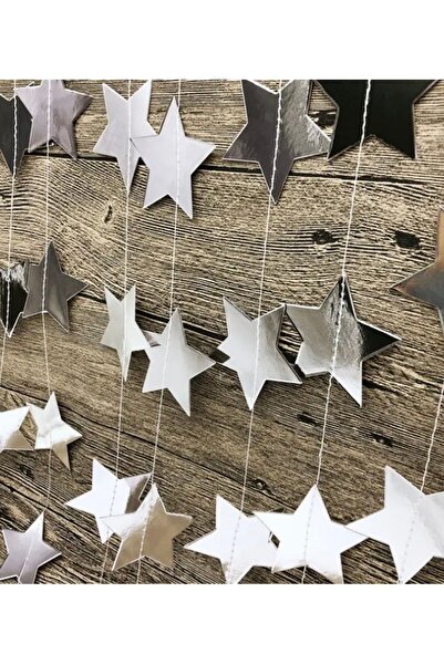 Deniz Party Store Metalik Gümüş Yıldız Uzar Dekor Süs