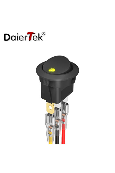 Choice مفتاح هزاز دائري من DaierTek مزود بـ 4 قطع، مزود بإضاءة LED صفراء، 12 فولت 20 أمبير، مفتاح تبديل دائري 12 فولت تيار مستمر، 3 دبابيس، 2