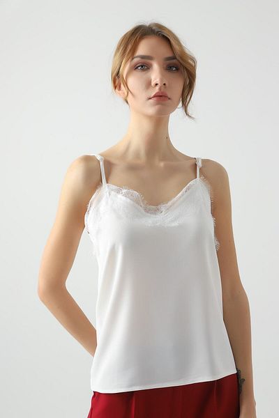 Swass Women's Ecru Strap Lace Blouse