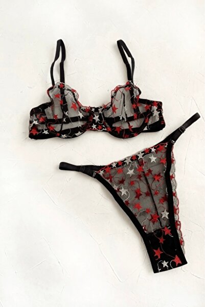 Gece İncisi Set sutien brodat cu stea