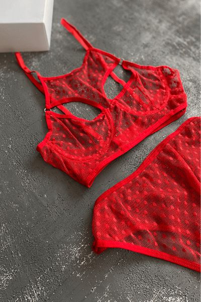 Gece İncisi Polka Dot Tulle Bustier Set