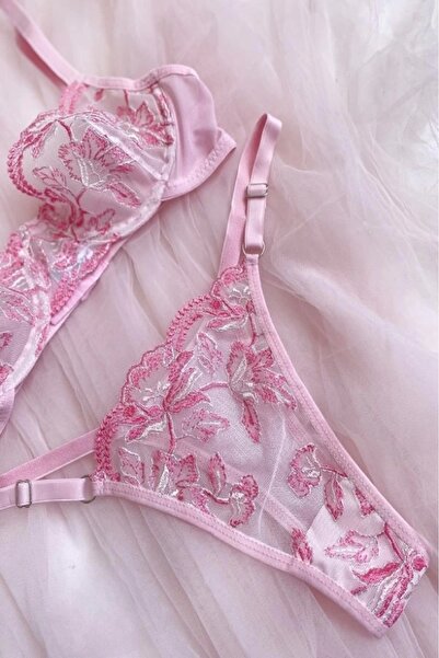 gc gece incisi Σουτιέν και ασημί κεντημένο κοστούμι με λουλούδια