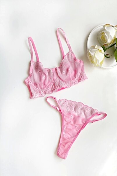 gc gece incisi Σετ σουτιέν με κεντητό λουλούδι