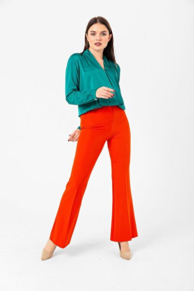 Swass Yüksek Bel Sahte Cepli İspantol Pantolon