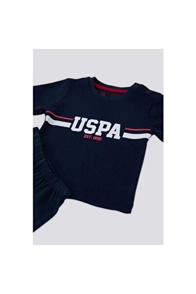 U.S. Polo Assn. Stripe Lacivert Bebek Tshirt Takım Usb1092