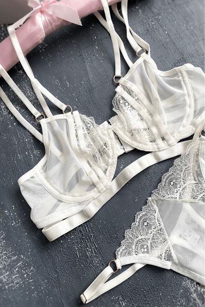 Gece İncisi Unassisted Lace Detailed Bra Set