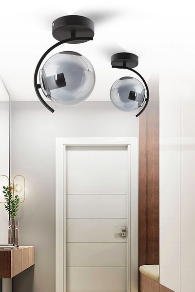 ESSLİGHT Evren Single Plafonier Chandelier (Smoked Glass) Entrance Hall Kitchen Young Room