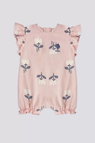 U.S. Polo Assn. Licensed Roses Pink Baby Girl Jumpsuit