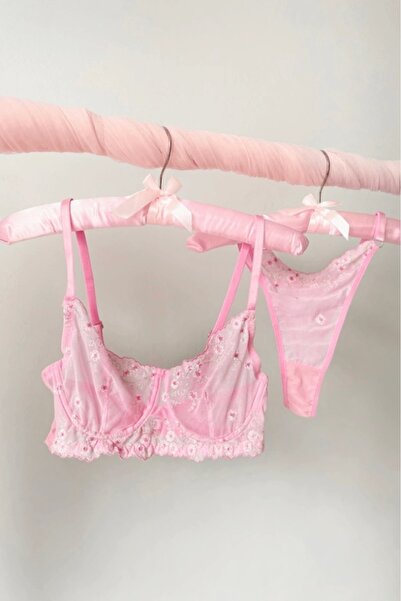 gc gece incisi Σετ σουτιέν με κεντητό λουλούδι