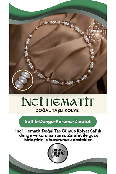 OSMANLI DEĞERLİ TAŞ Inci-hematit Doğal Taş Gümüş Kolye
