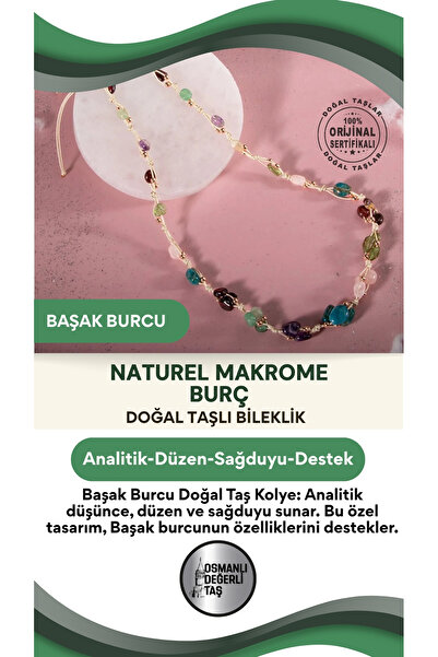 OSMANLI DOĞAL TAŞ Başak Burcu Doğal Taş Natürel Makrome Kolye