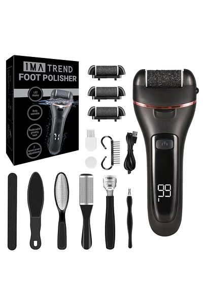 IMA TREND Electric Heel File, Led, 2000rpm, Usb, 3 Rollers, Waterproof, Callus Removal
