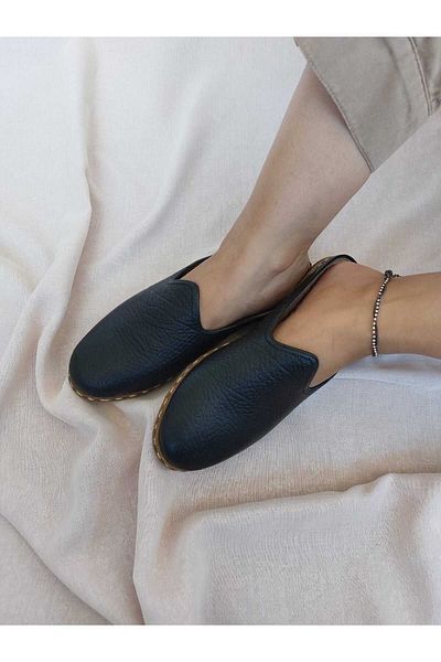 YEMENİCİ NİYAZİ USTA Unisex Black Classic Yemeni Slippers Yt5