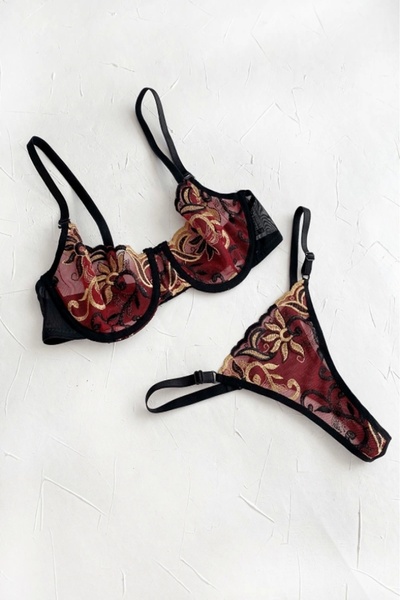 Gece İncisi Set sutien din dantela cu sârmă