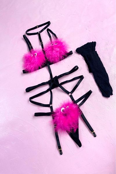 Gece İncisi Garter Set - Pink Feather