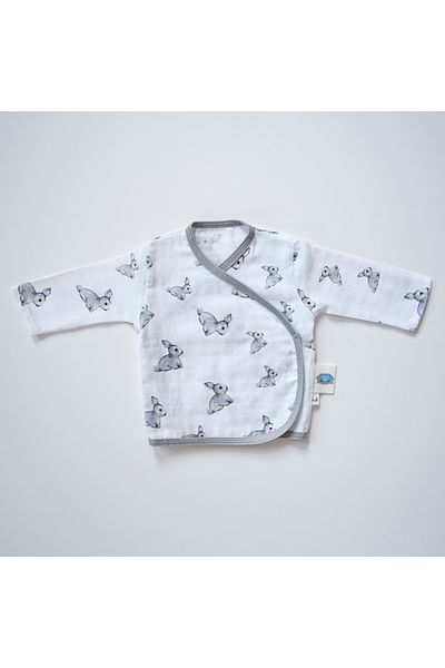 DEUX LAPINS 100% Cotton Newborn Baby Hospital Discharge Set 4 Pieces Iconique Lapin - Gray Rabbit Pattern
