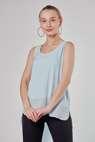 Swass Μπλε μπλούζα με μακριά μανίκια και κρεμαστά λουράκια στην πλάτη