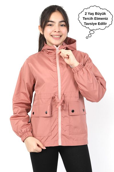 ASYAKİDS CLUB Girl's Hooded Seasonal Raincoat with Pockets and Lined Pockets