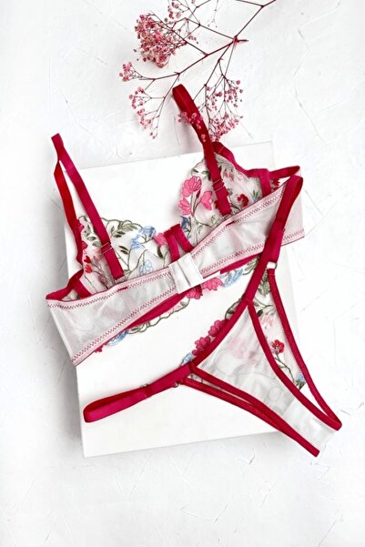 gc gece incisi Σετ σουτιέν με κεντητό λουλούδι
