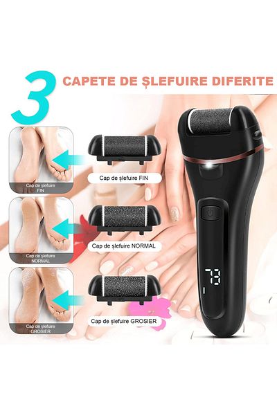 IMA TREND Electric Heel File, Led, 2000rpm, Usb, 3 Rollers, Waterproof, Callus Removal