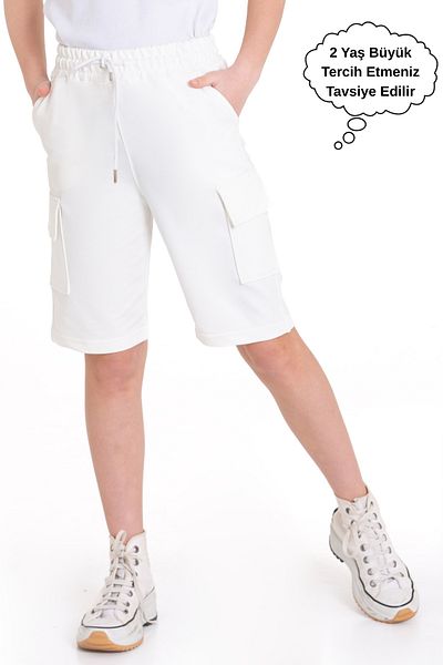 ASYAKİDS CLUB Girl's Summer Combed Cotton Sports Capri with Pockets