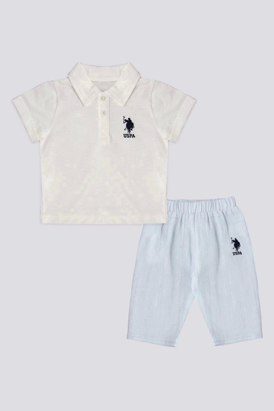 U.S. Polo Assn. US Polo Assn Licensed Button White Baby Boy Set